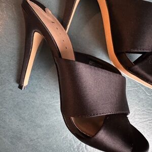 Black satin Leith stiletto mules - like new 
Very sexy